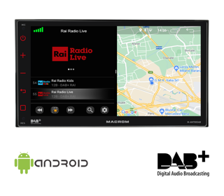 Monitor Multimedia Android 6,75” – 2 DIN Corto con Receptor DAB
