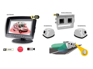 KIT Monitor SM7004AR 7" Quad - REC + una cámara doble RCM2299WHQ y dos cámaras laterales RCM09WHQ, con cable de 15 metros